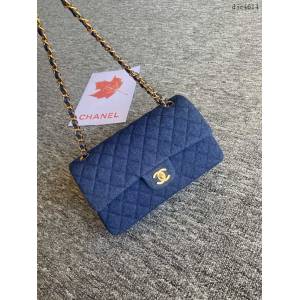 Chanel專櫃限量款Classic Flap Bag 01112布包 香奈兒CF單肩斜挎鏈條女包 djc4614