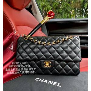 Chanel專櫃新款cf女包 1112 香奈兒經典黑色原廠進口羊皮鋼印晶片版本鏈條包 djc4757