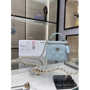 Chanel專櫃2022C新品內配小鏡子手提化妝小盒子 AP2198Y 香奈兒原廠皮小型收納盒女包 djc4886