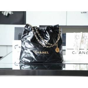 Chanel專櫃新款火爆中號22bag包購物袋 香奈兒收納袋黑色金扣原廠小羊皮鏈條肩背手袋手提袋 djc5256