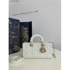 Dior专柜新款迪奥顶级原单D-joy最新秋冬系列白色小牛皮手提肩背女包 djfk1022