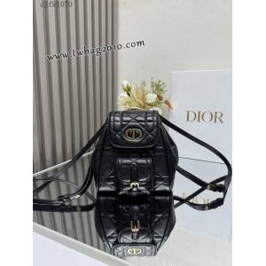 Dior专柜新款迪奥顶级原单Caro双肩背包黑色羊皮革超大藤格 djfk1070