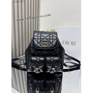Dior专柜新款迪奥顶级原单Caro大号双肩背包黑色羊皮革超大藤格 djfk1071