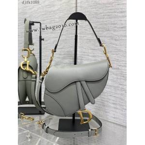 Dior专柜新款迪奥顶级原单原厂皮岩石灰大号经典马鞍包 djfk1088