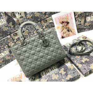 Dior专柜新款迪奥顶级原单Lady七格磨砂藤格纹牛皮翻盖手提女包 djfk1124