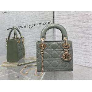 Dior专柜新款Lady女包迪奥顶级原单三格岩石灰Classic Lady戴妃包 djfk1213