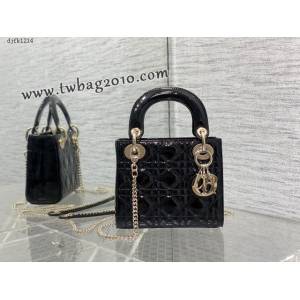 Dior专柜新款Lady女包迪奥顶级原单三格黑色Classic Lady戴妃包 djfk1214