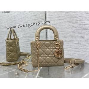 Dior专柜新款Lady女包迪奥顶级原单三格奶茶色Classic Lady戴妃包 djfk1218