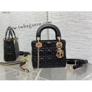 Dior专柜新款Lady女包迪奥顶级原单三格黑色Classic Lady戴妃包 djfk1221