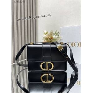 Dior专柜新款迪奥高仿原单蒙田30全皮黑色链条款肩背斜挎包 djfk1266