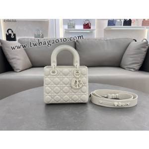Dior专柜新款迪奥高仿原单Lady20cm四格磨砂徽章手提包 djfk1311