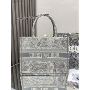 Dior专柜新款TOTE包迪奥高仿原单经典旧灰虎中号购物袋手提托特包 djfk1371