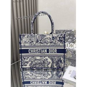 Dior专柜新款TOTE包迪奥高仿原单经典经典蓝虎中号购物袋手提托特包 djfk1377