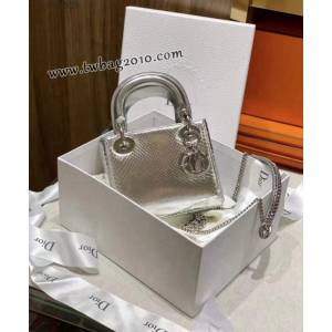 Dior专柜新款Lady女包迪奥高仿原单蟒蛇皮Ladymini三格戴妃手提单肩包 djfk1528