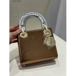 Dior专柜新款Lady女包迪奥高仿原单蟒蛇皮Ladymini三格戴妃手提单肩包 djfk1555