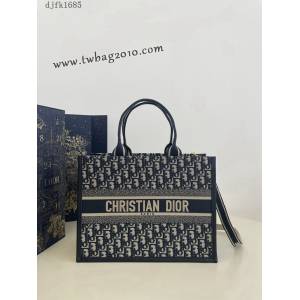 Dior专柜新款迪奥高仿原单蓝色老花中号Tote托特包购物包 djfk1685