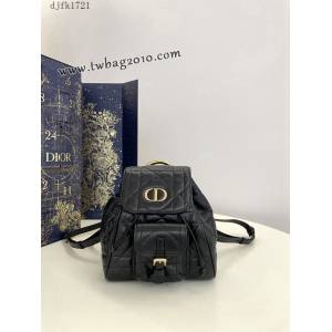 Dior专柜新款迪奥高仿原单黑色小号Caro秋冬系列双肩包 djfk1721
