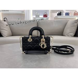 Dior专柜新款迪奥高仿原单黑色羊皮Lady D-Joy手袋手提肩背斜挎女包 djfk1834