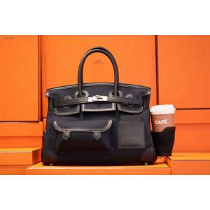 Hermes包包 愛馬仕新款Birkin包 帆布拼接滑皮Swift Cargo布包 男女同款通用  am2099