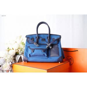 Hermes包包 愛馬仕新款Birkin包 帆布拼接滑皮Swift Cargo布包 男女同款通用  am2105