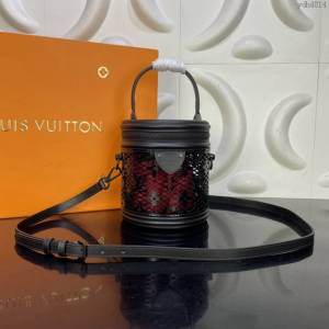 lv路易威登專櫃2022新款Cannes手袋 Monogram Lace皮革lv頂級原單圓形手提肩背包 M20363 ydh4814