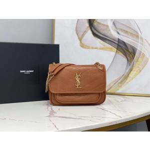 YSL专柜款女包 聖羅蘭經典款油蠟抓皺牛皮小號郵差包 YSL肩背斜挎包 533037  jjh1103