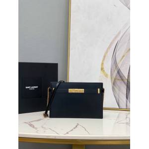 YSL专柜款女包 聖羅蘭經典款MANHATTAN BOX皮革手拿包 YSL肩背斜挎包 6364780  jjh1131