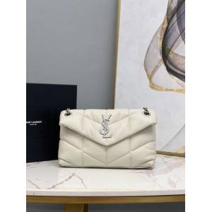 YSL专柜款女包 聖羅蘭經典款LOULOU PUFFER絎縫漆皮小號郵差包 YSL肩背斜挎包 577476  jjh1133