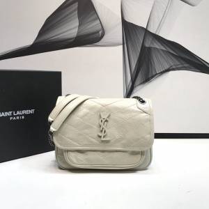 YSL专柜款女包 聖羅蘭經典款Niki油蠟抓皺牛皮小號郵差包 YSL肩背斜挎包 533037  jjh1178