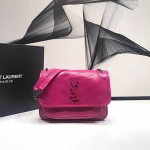 YSL专柜款女包 聖羅蘭經典款Niki油蠟抓皺牛皮小號郵差包 YSL肩背斜挎包 533037  jjh1188