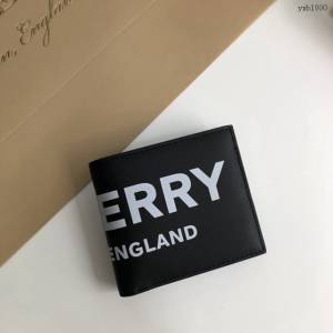 Burberry專門店新款男士錢包 巴寶莉徽標印花皮革短夾 yxb1000