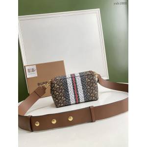 Burberry專門店新款斜背包 巴寶莉條紋環保帆布女士休閒肩背包 yxb1008