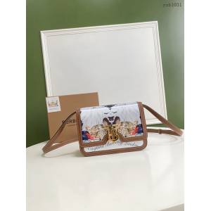 Burberry專門店新款TB動物雙色拼皮鎖扣包 巴寶莉單肩斜挎女包 yxb1031