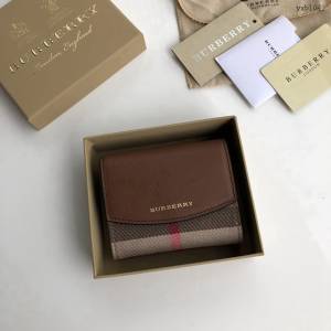 Burberry專門店新款手掌紋牛皮配格紋女士短夾錢包 巴寶莉經典款翻蓋短夾 yxb1049