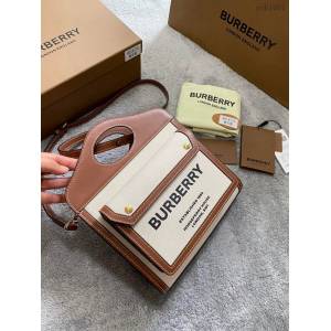 Burberry專門店新款小號撲克包 巴寶莉帆布托特包手提肩背女包 yxb1091