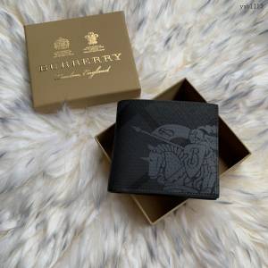 Burberry專門店新款男士短夾錢包 巴寶莉格紋馬術騎士圖案短款西裝夾 yxb1113