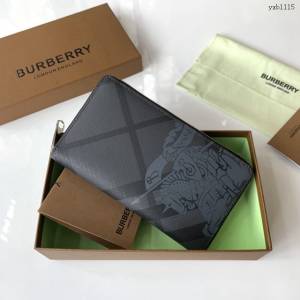 Burberry專門店新款London格紋拉鏈收納袋 巴寶莉男士拉鏈長錢包 yxb1115