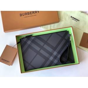 Burberry專門店新款格紋拉鏈收納袋手拿包 巴寶莉經典款男士手包 yxb1118