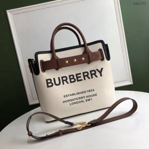 Burberry專門店新款大號The Belt貝爾特包 巴寶莉白色棉質帆布手提肩背女包 yxb1271