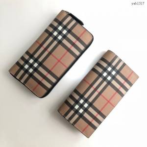 Burberry專門店新款錢包 巴寶莉Vintage格紋環保帆布全拉鏈錢夾 yxb1317