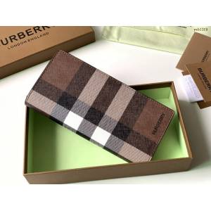 Burberry專門店新款男士西裝夾 巴寶莉Vintage格紋環保帆布長款錢夾 yxb1319