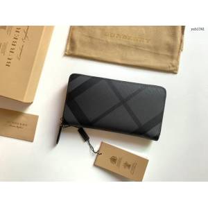 Burberry專門店新款煙熏格子男女長錢包 巴寶莉官方新配色小號拉鏈錢包 yxb1341