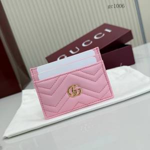 Gucci專櫃2026新款絎縫V型納帕羊皮革卡包 古馳Marmont女士卡套名片夾 443127  gc1006