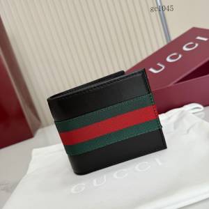 Gucci專櫃2026新款全皮對折錢包 古馳經典織帶男士短款錢夾 867269  gc1045