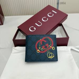 Gucci專櫃馬鐙印花雙折男士錢包 古馳卡通雙G印花錢夾錢包 853434  gc1054