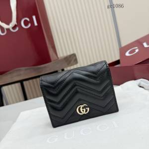 Gucci專櫃2026新款按扣對折拉鏈錢包 古馳Marmont系列翻蓋女士錢夾卡包 466492  gc1086