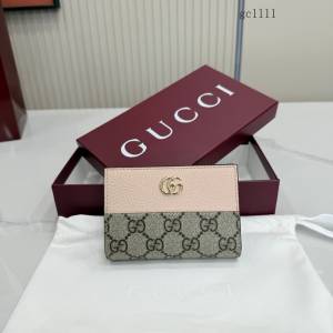 Gucci專櫃2026新款拼接女士拉鏈錢包 古馳Marmont系列按扣拼色錢夾卡夾 772328  gc1111