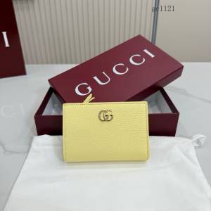 Gucci專櫃全皮短款錢夾 古馳Marmont系列女士按扣錢包 772328  gc1121