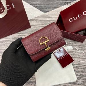 Gucci專櫃全皮翻蓋錢包錢夾卡夾 古馳半馬銜扣女士錢包 828148  gc1138