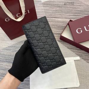 Gucci專櫃男女雙G經典印花全皮錢夾 古馳Emblem系列長款對折錢包 850178  gc1152